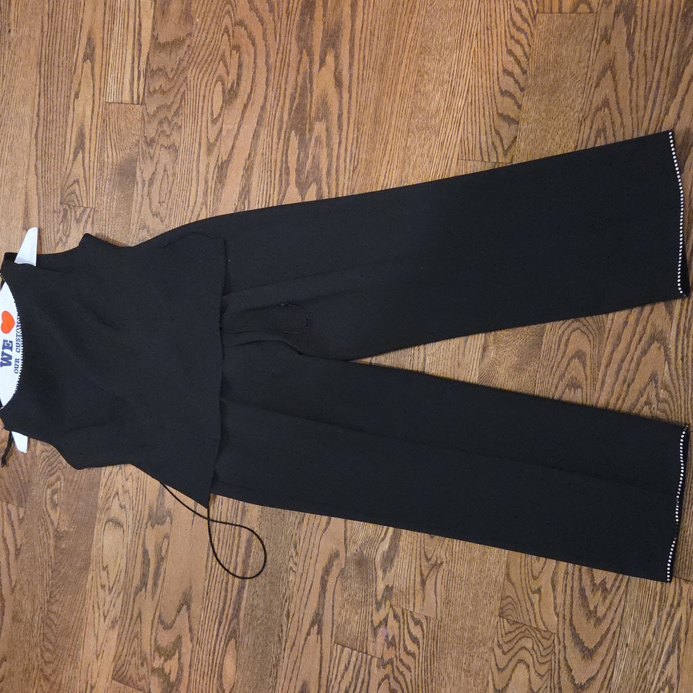 Breakin' Loose Black Women's Pantsuit With Gemstone Trim - Size 7/8